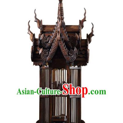 Handmade Thailand Wood Birdcage Lantern Asian Lanterns Religion Floor Lantern Traditional Lamp