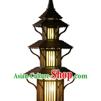 Handmade Thailand Pagoda Lantern Asian Wood Lanterns Floor Lantern Traditional Lamp