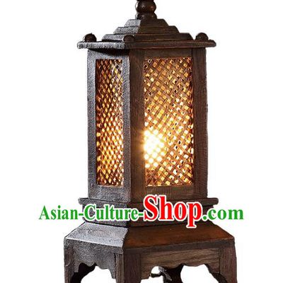 Thailand Handmade Wood Lantern Southeast Asian Desk Lanterns Traditional Lamp