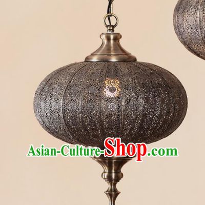 Traditional Thailand Handmade Pierced Iron Hanging Lantern Southeast Asian Ceiling Lanterns Religion Lantern