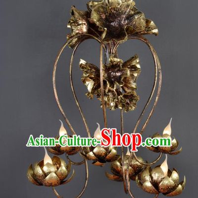 Traditional Thailand Handmade Iron Hanging Lantern Southeast Asian Ceiling Lanterns Religion Lantern