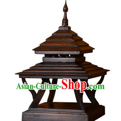 Thailand Handmade Wood Desk Lantern Southeast Asian Pagoda Lanterns Lantern Traditional Lamp