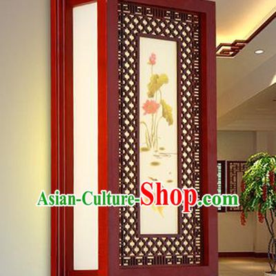 China Handmade Painting Lotus Wall Lantern Ancient Classical Wood Lanterns Traditional Lamp