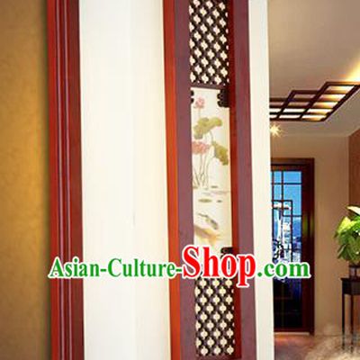 China Handmade Painting Lotus Wall Lantern Ancient Classical Wood Lanterns Traditional Lamp