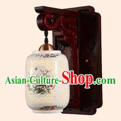 China Handmade Ceramics Lantern Ancient Wood Wall Lanterns Traditional Painted Lamp