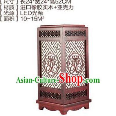 China Handmade Palace Lanterns Desk Lantern Ancient Wood Carving Lanterns Traditional Lamp