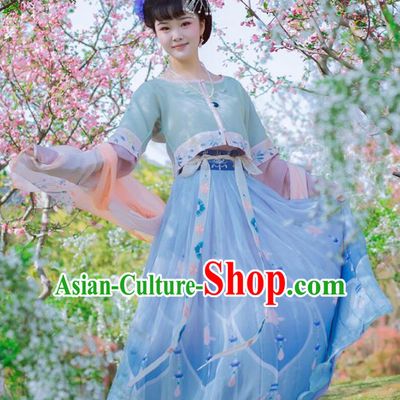 Traditional Chinese Ancient Fairy Dress Tang Dynasty Princess Hanfu Embroidered Clothing for Women