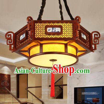 Traditional Chinese Handmade Painted Ceiling Lantern Carving Hanging Palace Lanterns Ancient Lamp