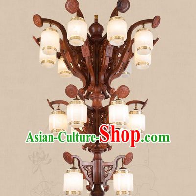 Traditional Chinese Handmade Palace Marble Ceiling Lantern Wood Eighteen-Pieces Lanterns Ancient Lamp