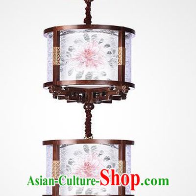 Traditional Chinese Handmade Palace Three-Lights Lantern Hanging Painted Lanterns Ancient Lamp