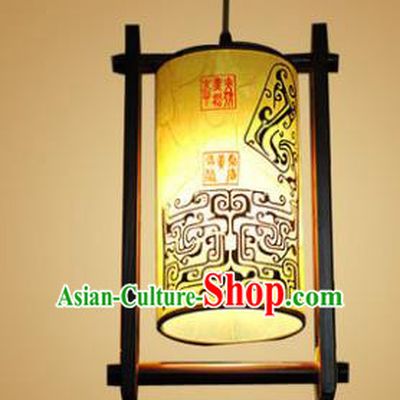 Traditional Chinese Handmade Painted Palace Lantern Hanging Lanterns Ancient Wood Lamp