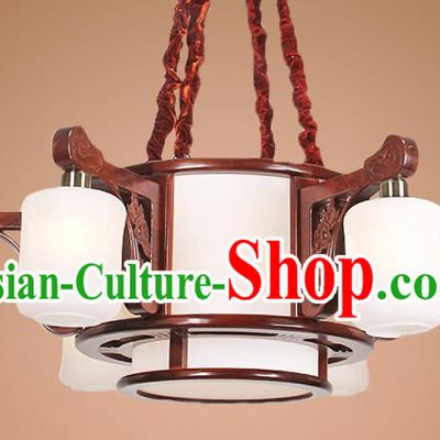 Traditional Chinese Six-Lights Palace Lantern Handmade Wood Hanging Lanterns Ancient Lamp