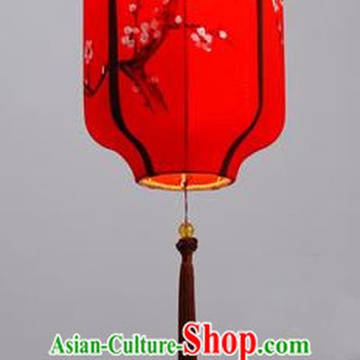 Traditional Chinese Red Palace Lantern Handmade Painting Flowers Birds Ceiling Lanterns Ancient Lamp