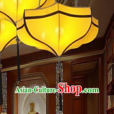 Traditional Chinese Yellow Palace Lantern Handmade Ceiling Lanterns Ancient Lamp