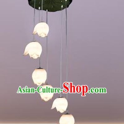 Top Grade Handmade Six-Lights Lotus Hanging Lanterns Traditional Chinese Ceiling Palace Lantern Ancient Lanterns