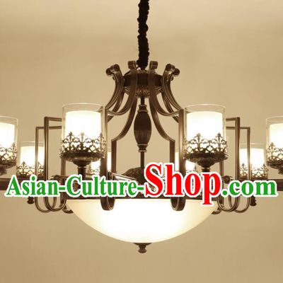 China Handmade Nine-Lights Ceiling Lanterns Traditional Chinese Iron Palace Lantern Ancient Lanterns