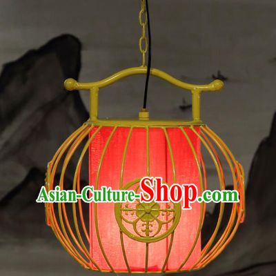 Top Grade Handmade Yellow Birdcage Palace Lanterns Traditional Chinese Iron Lantern Ancient Ceiling Lanterns