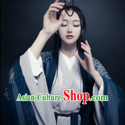 Ancient Chinese Jin Dynasty Palace Lady Embroidered Costume Complete Set for Women