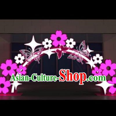 Handmade Christmas Arched Door Lamplight Decorations LED Lamp Corridor Lantern Bulb Lights