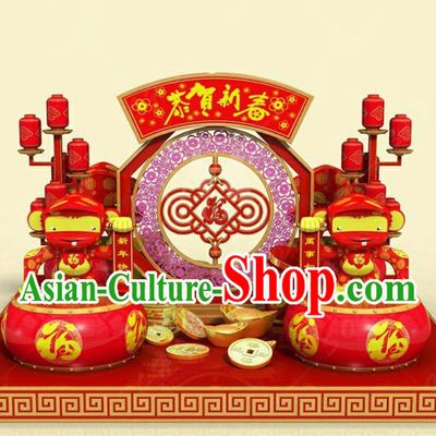 Handmade China Spring Festival Monkey Lights Arrangement Lamplight Decorations Stage Display Lanterns