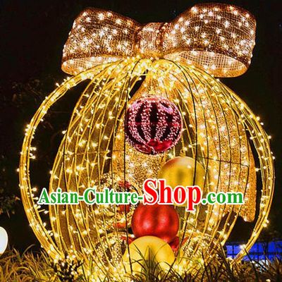 Traditional Handmade Christmas Shiny Decorations Bowknot Ball Lights Lamplight LED Lamp Lanterns