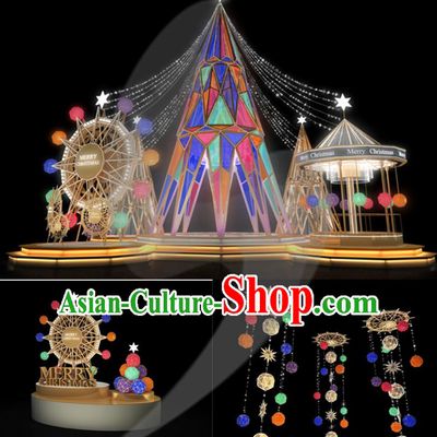 Traditional Handmade Christmas Lights Stage Decorations Shiny Christmas Tree Lamplight LED Lanterns