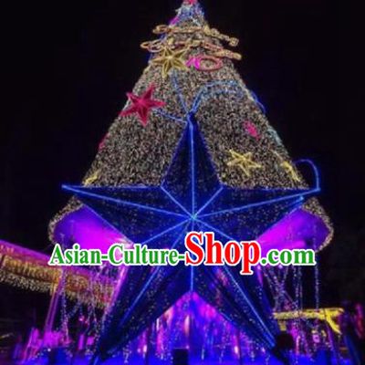 Traditional Shiny Christmas Tree Stage Lights Stars Display Decorations Lamplight LED Lanterns