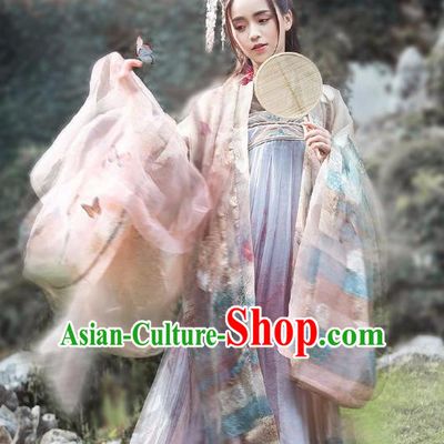 Chinese Ancient Tang Dynasty Princess Hanfu Dress Palace Lady Embroidered Costume Complete Set