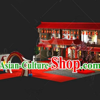 China Traditional Courtyard New Year Lamp Lamplight Decorations Red Stage Display Lanterns