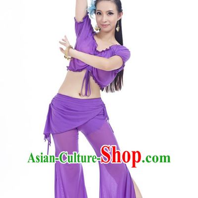 Indian Traditional Belly Dance Deep Purple Costume India Oriental Dance Clothing for Women