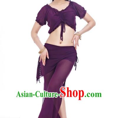Indian Traditional Belly Dance Purple Costume India Oriental Dance Clothing for Women