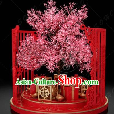 China Traditional Peach Blossom Arrangement Lamp Decorations Lamplight Stage Display Lanterns