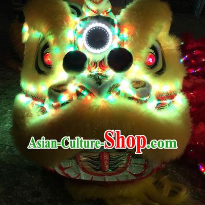 Top Grade Chinese Traditional LED Light Green Lion Head Professional Lion Dance Costumes Complete Set