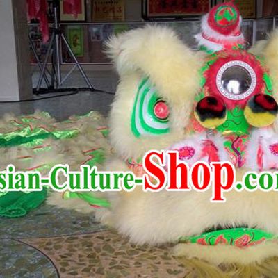 Top Grade Chinese Traditional Green Wool Lion Head Professional Lion Dance Costumes Complete Set