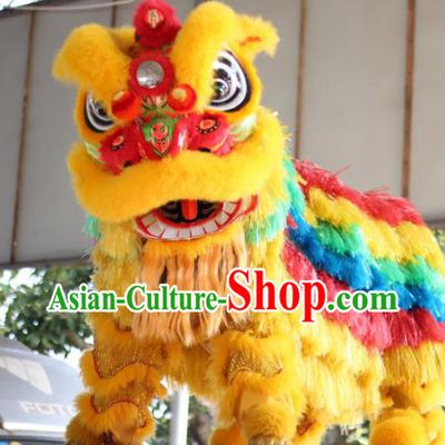 Top Grade Chinese Traditional Colorful Wool Lion Head Professional Lion Dance Costumes Complete Set