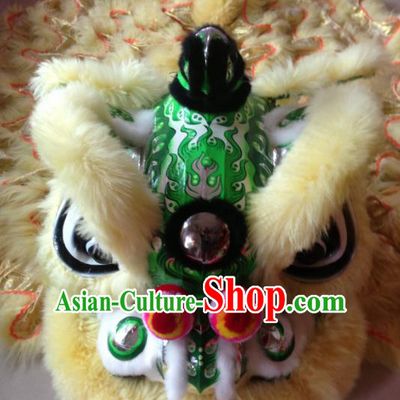 Chinese Professional Lion Dance Celebration and Parade Green Lion Head Costumes Complete Set