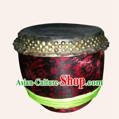 China Traditional Lion Dance Instruments Cowhide Drum Lion Black Leather Drums