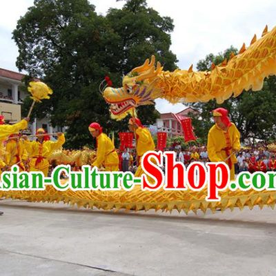 Chinese Traditional Golden Dragon Dance Costumes Professional Lantern Festival Celebration Dragon Parade Complete Set