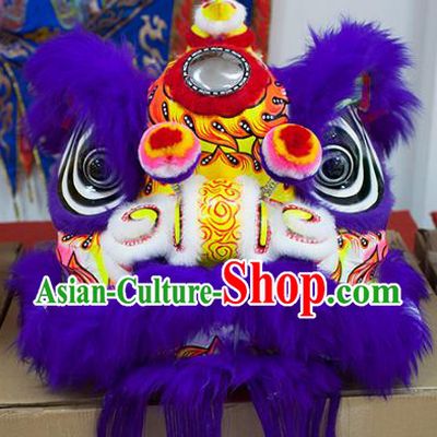 Chinese Traditional Parade Purple Wool Lion Head Professional Celebration Lion Dance Costumes Complete Set