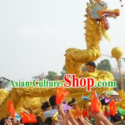 Chinese Traditional Golden Dragon Dance Costumes Professional Lantern Festival Celebration Dragon Parade Complete Set