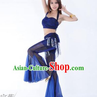 Traditional Indian Belly Dance Training Clothing India Oriental Dance Royalblue Outfits for Women