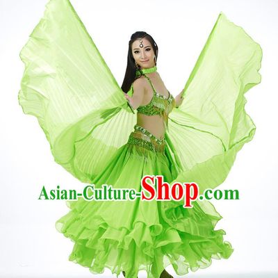 Indian Traditional Belly Dance Green Wings India Raks Sharki Props for Women