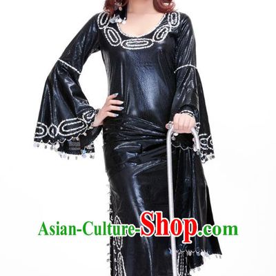 Traditional Romany Performance Black Dress Oriental Dance Belly Dance Costume for Women