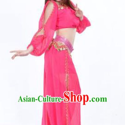 Traditional Bollywood Dance Performance Rosy Clothing Indian Dance Belly Dance Costume for Women