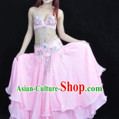 Traditional Indian Bollywood Belly Dance Pink Dress India Oriental Dance Costume for Women