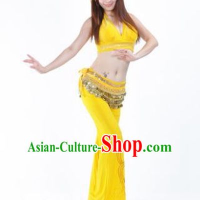 Traditional Performance Bollywood Dance Yellow Uniforms Indian Belly Dance Costume for Women