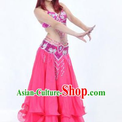 Traditional Indian Bollywood Belly Dance Rosy Dress India Oriental Dance Costume for Women