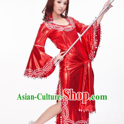 Traditional Romany Performance Red Dress Oriental Dance Belly Dance Costume for Women