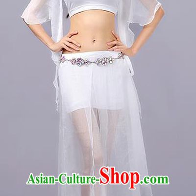 Traditional Indian Stage Performance White Costume Oriental Belly Dance Clothing for Women