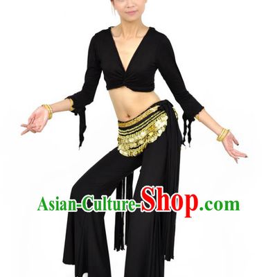 Traditional Indian Performance Dance Black Suits Belly Dance Costume for Women